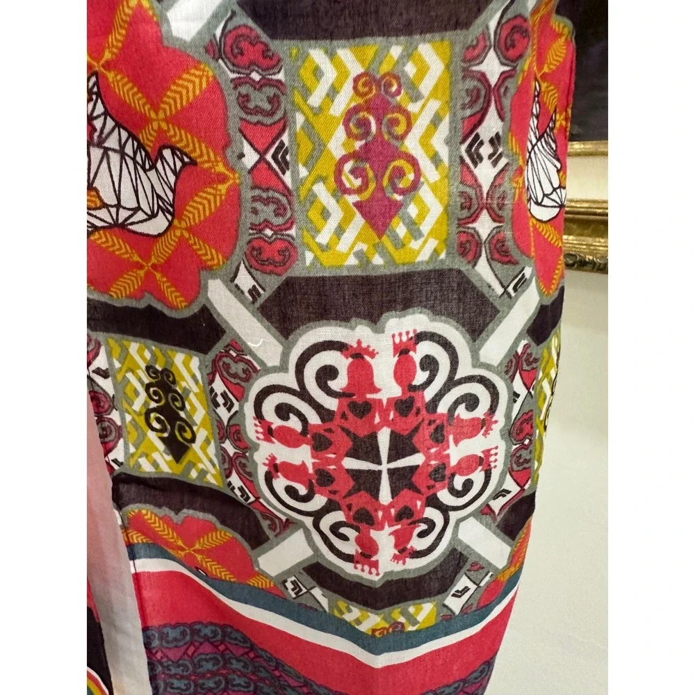 Ford Warriors In Pink Scarf Geometric Feather Print Breast Cancer Awareness